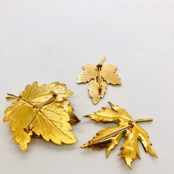 Vintage Enamel Fall Leaf Brooch Lot - Picture 3 of 6